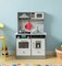 Wooden Play Kitchen Toy, Light on Microwave, Cabinet, Sound Electronic Stove, Microwave and Sink Ages 3+
